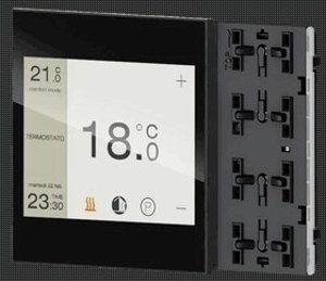 Touch&See display with 2-fold pushbutton, with blue/green LED