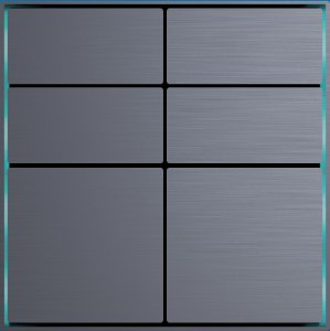 Dora series KNX button anthacite grey, 4-gang / 6-buttons, metal anodized aluminum, cross design, thermostat parametered,  internal temperature reader, 2 external inputs.86x86x8mm