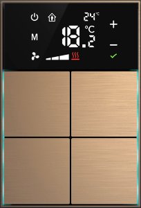Dora serie KNX Room controller,+ cross design, thermostatic 4-8 gangbutton  metal Alu-eloxal Key with Thermost Antique Bronze